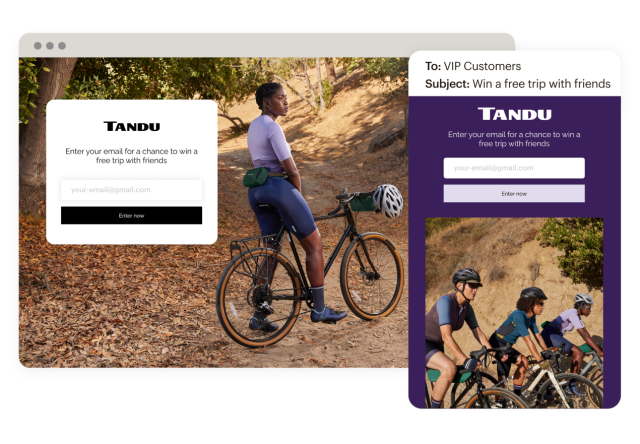 A signup form for collecting reader information, shown in both a landing page and an email built in Mailchimp.
